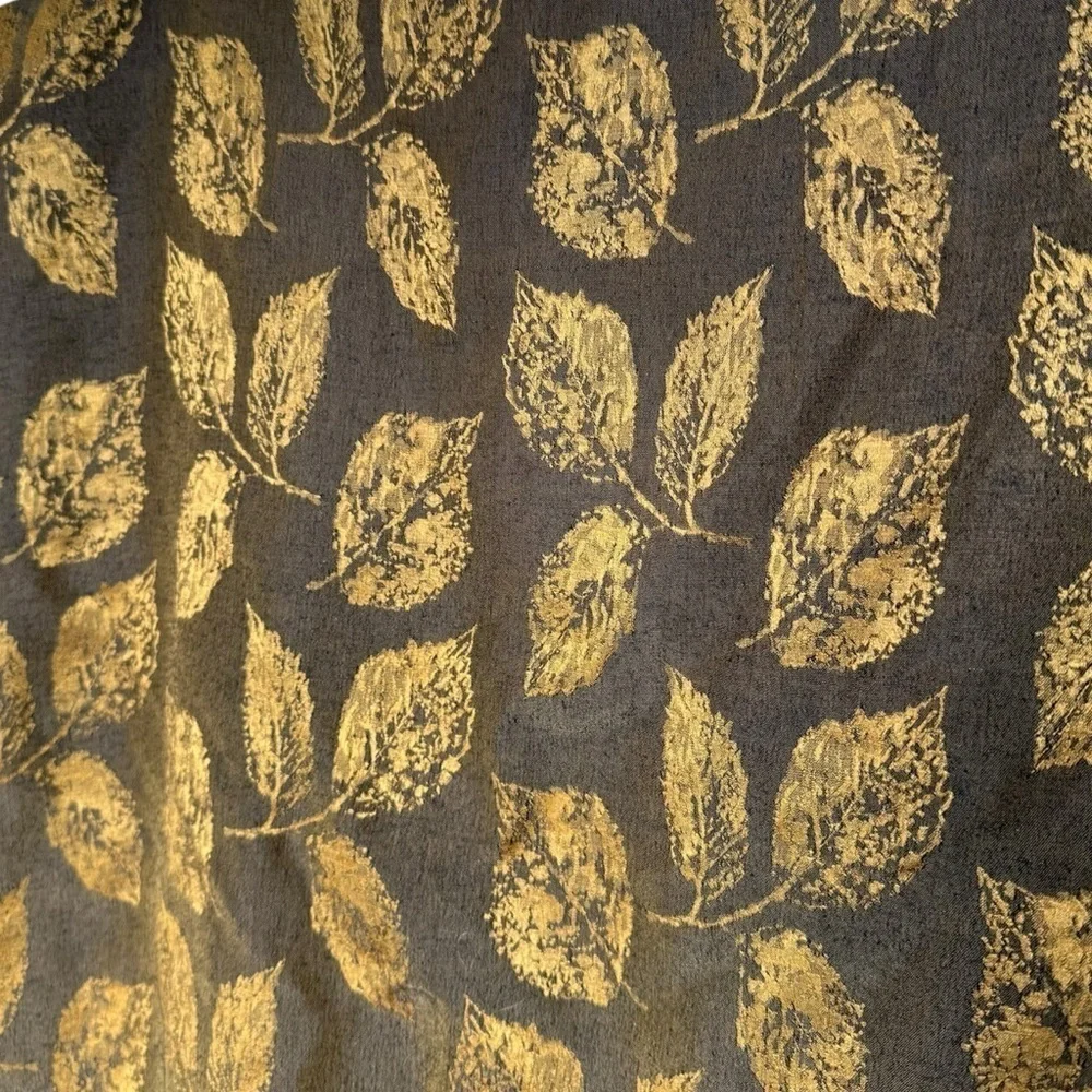 Bloomingdale’s Made In Italy Silk and Wool Scarf With Leaf Motif Golden Yellow